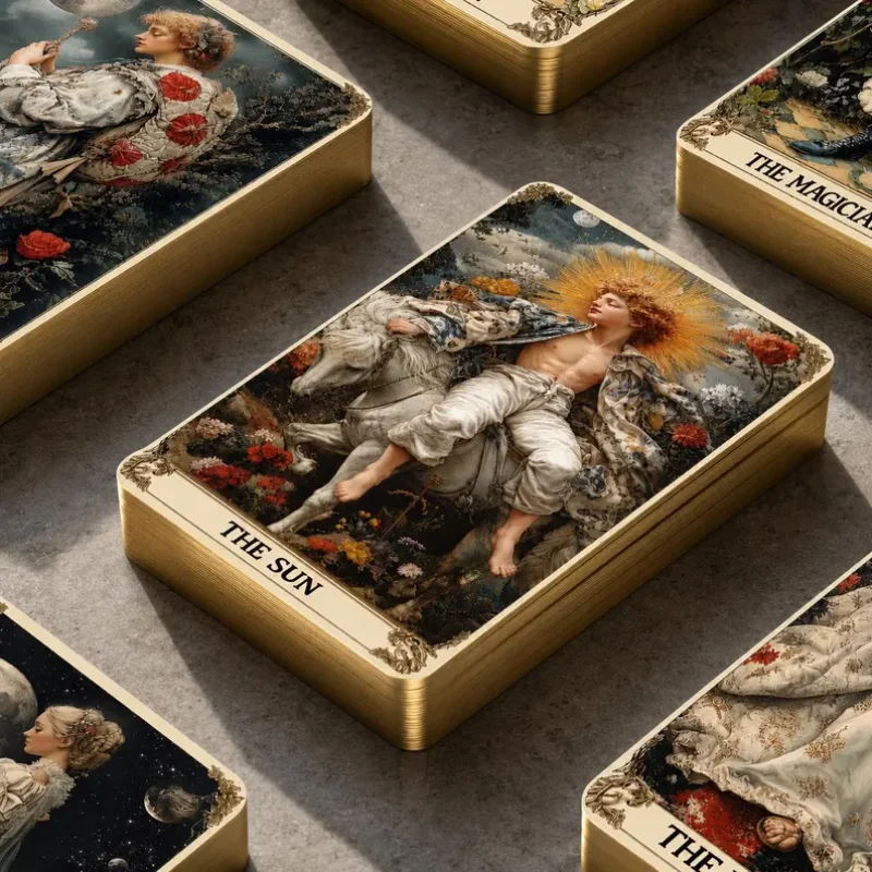 The Golden Age Tarot Deck – 78 Card Vintage Oil Painting Tarot Cards with Gold Foil Gilded Edges, Renaissance Fine Art Illustrations & Luxury Magnetic Keepsake Box for Tarot Reading, Divination & Collectors